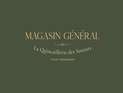 Logo du Magasin Général, qui combine épicerie fine, café, gelato, et antiquités dans le Vieux-Terrebonne.